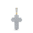 10kt Yellow Gold Men's Round Diamond Cross Charm Pendant - Captivating Brilliance - Splendid Jewellery