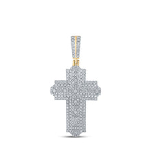 Load image into Gallery viewer, 10kt Yellow Gold Men's Round Diamond Cross Charm Pendant - Captivating Brilliance - Splendid Jewellery