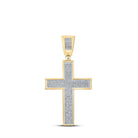 10kt Yellow Gold Men's Round Diamond Cross Charm Pendant - Captivating Elegance - Splendid Jewellery