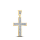 10kt Yellow Gold Men's Round Diamond Cross Charm Pendant - Captivating Elegance - Splendid Jewellery