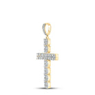 10kt Yellow Gold Men's Round Diamond Cross Charm Pendant - Exquisite Brilliance - Splendid Jewellery