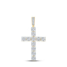 10kt Yellow Gold Men's Round Diamond Cross Charm Pendant - Exquisite Brilliance - Splendid Jewellery