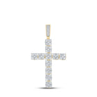 10kt Yellow Gold Men's Round Diamond Cross Charm Pendant - Exquisite Brilliance - Splendid Jewellery