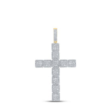 Load image into Gallery viewer, 10kt Yellow Gold Men's Round Diamond Cross Charm Pendant - Exquisite Brilliance - Splendid Jewellery