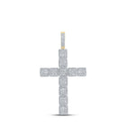 10kt Yellow Gold Men's Round Diamond Cross Charm Pendant - Exquisite Brilliance - Splendid Jewellery