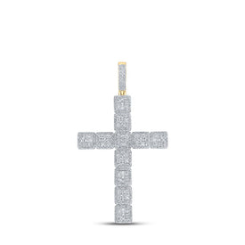 10kt Yellow Gold Men's Round Diamond Cross Charm Pendant - Exquisite Brilliance - Splendid Jewellery