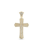 10kt Yellow Gold Men's Round Diamond Cross Charm Pendant - Exquisite Brilliance - Splendid Jewellery