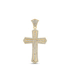10kt Yellow Gold Men's Round Diamond Cross Charm Pendant - Exquisite Brilliance - Splendid Jewellery