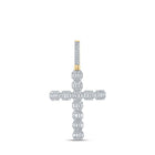 10kt Yellow Gold Men's Round Diamond Cross Charm Pendant - Luxurious Diamond Elegance - Splendid Jewellery