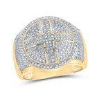 10kt Yellow Gold Men's Round Diamond Cross Circle Ring 3/4 Cttw - A Dazzling Symbol of Faith and Style - Splendid Jewellery