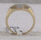 10kt Yellow Gold Men's Round Diamond Cross Ring - A Stunning Symbol of Faith and Style - Splendid Jewellery