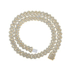 10kt Yellow Gold Men's Round Diamond Cuban Curb Link Chain Necklace - A Dazzling Statement Piece - Splendid Jewellery