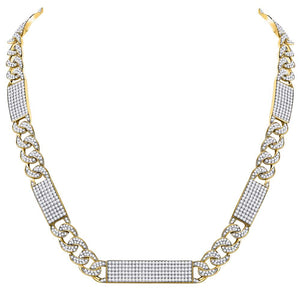 10kt Yellow Gold Men's Round Diamond Cuban Link 24" Necklace - Luxurious Brilliance - Splendid Jewellery