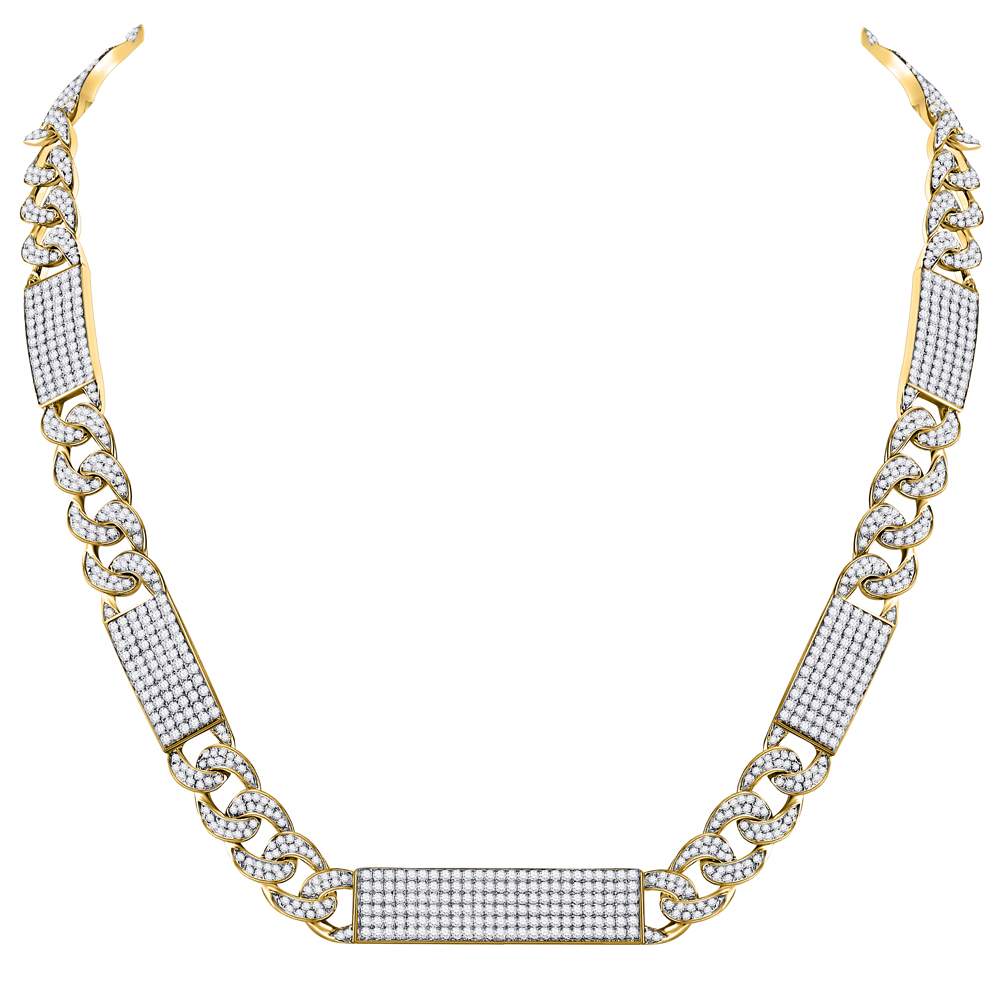 10kt Yellow Gold Men's Round Diamond Cuban Link 24" Necklace - Luxurious Brilliance - Splendid Jewellery