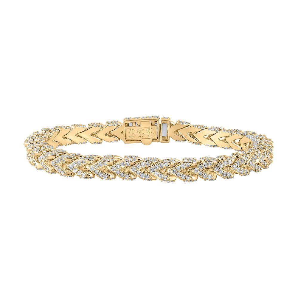 10kt Yellow Gold Men's Round Diamond Cuban Link Bracelet - A Dazzling Statement Piece - Splendid Jewellery