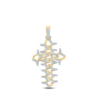 10kt Yellow Gold Men's Round Diamond Cuban Link Cross Charm Pendant - 1 - 1/2 Cttw | Splendid Jewellery - Splendid Jewellery