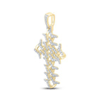 10kt Yellow Gold Men's Round Diamond Cuban Link Cross Charm Pendant - 1 - 1/2 Cttw | Splendid Jewellery - Splendid Jewellery