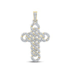10kt Yellow Gold Men's Round Diamond Cuban Link Cross Charm Pendant - 1 - 7/8 Cttw | Splendid Jewellery - Splendid Jewellery