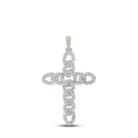 10kt Yellow Gold Men's Round Diamond Cuban Link Cross Charm Pendant - 3 Cttw - Splendid Jewellery