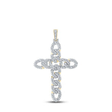 Load image into Gallery viewer, 10kt Yellow Gold Men's Round Diamond Cuban Link Cross Charm Pendant - 3 Cttw - Splendid Jewellery