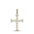 10kt Yellow Gold Men's Round Diamond Cuban Link Cross Charm Pendant - 3/8 Cttw | Splendid Jewellery - Splendid Jewellery