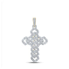 10kt Yellow Gold Men's Round Diamond Cuban Link Cross Charm Pendant - Captivating Diamond Delight - Splendid Jewellery