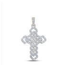 10kt Yellow Gold Men's Round Diamond Cuban Link Cross Charm Pendant - Captivating Diamond Delight - Splendid Jewellery