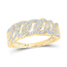 10kt Yellow Gold Mens Round Diamond Cuban Link Ring 1/4 Cttw | Luxurious Elegance Men's Ring - Splendid Jewellery