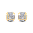 10kt Yellow Gold Men's Round Diamond Cushion Cluster Earrings 1/4 Cttw | Dazzling Brilliance - Splendid Jewellery