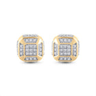 10kt Yellow Gold Men's Round Diamond Cushion Cluster Earrings 1/4 Cttw | Dazzling Brilliance - Splendid Jewellery