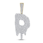 10kt Yellow Gold Men's Round Diamond D Drip Letter Charm Pendant - 2 - 1/4 Cttw - Splendid Jewellery