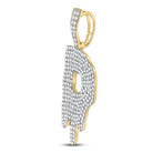 10kt Yellow Gold Men's Round Diamond D Drip Letter Charm Pendant - 2 - 1/4 Cttw - Splendid Jewellery