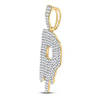 10kt Yellow Gold Men's Round Diamond D Drip Letter Charm Pendant - 2 - 1/4 Cttw - Splendid Jewellery