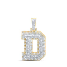 Load image into Gallery viewer, 10kt Yellow Gold Men's Round Diamond D Initial Letter Charm Pendant 1 - 1/3 Cttw - Splendid Jewellery