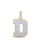 10kt Yellow Gold Men's Round Diamond D Initial Letter Charm Pendant 1 - 1/3 Cttw - Splendid Jewellery
