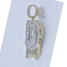 Load image into Gallery viewer, 10kt Yellow Gold Men&#39;s Round Diamond D Letter Charm Pendant 3/4 Cttw - A Captivating Statement Piece Side view from the 10Kt Yellow Gold Mens Round Diamond D Letter Charm Pendant 3 4 Cttwpin280458 collection by Splendid Jewellery