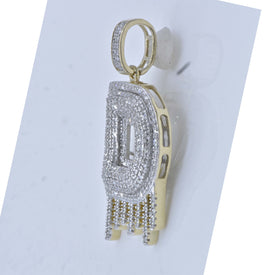 10kt Yellow Gold Men's Round Diamond D Letter Charm Pendant 3/4 Cttw - A Captivating Statement Piece Side view from the 10Kt Yellow Gold Mens Round Diamond D Letter Charm Pendant 3 4 Cttwpin280458 collection by Splendid Jewellery