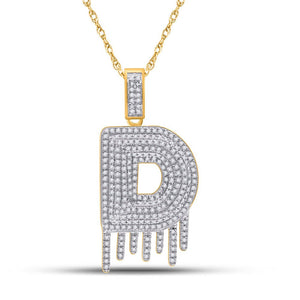 10kt Yellow Gold Men's Round Diamond D Letter Charm Pendant 3/4 Cttw - A Captivating Statement Piece - Splendid Jewellery