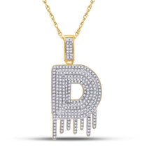 Load image into Gallery viewer, 10kt Yellow Gold Men's Round Diamond D Letter Charm Pendant 3/4 Cttw - A Captivating Statement Piece - Splendid Jewellery