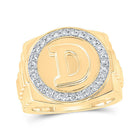 10kt Yellow Gold Men's Round Diamond D Letter Circle Ring - Captivating Brilliance - Splendid Jewellery