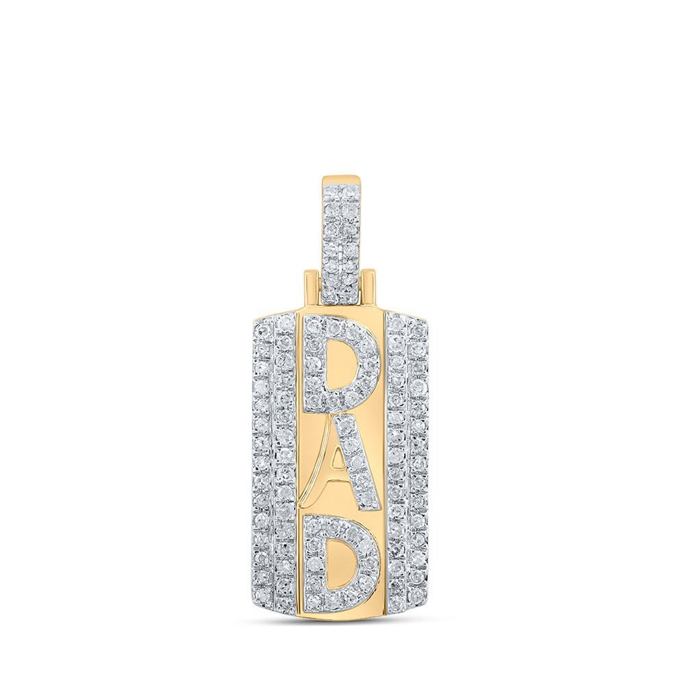 10kt Yellow Gold Men's Round Diamond Dad Charm Pendant 1/3 Cttw - A Sparkling Tribute to Fatherhood - Splendid Jewellery