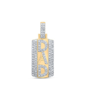 10kt Yellow Gold Men's Round Diamond Dad Charm Pendant 1/3 Cttw - A Sparkling Tribute to Fatherhood - Splendid Jewellery