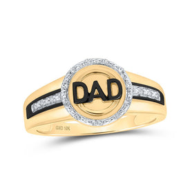 10kt Yellow Gold Mens Round Diamond DAD Circle Ring - A Symbol of Fatherly Love - Splendid Jewellery