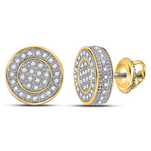 Load image into Gallery viewer, 10kt Yellow Gold Men's Round Diamond Disk Circle Earrings 1/3 Cttw | Dazzling Brilliance - Splendid Jewellery
