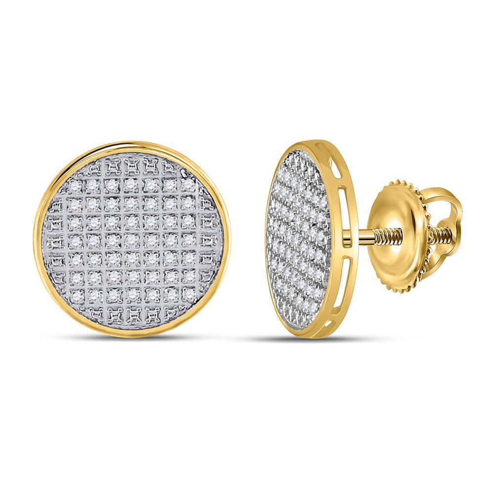 10kt Yellow Gold Men's Round Diamond Disk Circle Earrings - Sparkling Brilliance - Splendid Jewellery