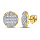 10kt Yellow Gold Men's Round Diamond Disk Circle Earrings - Sparkling Brilliance - Splendid Jewellery