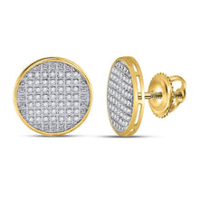 Load image into Gallery viewer, 10kt Yellow Gold Men's Round Diamond Disk Circle Earrings - Sparkling Brilliance - Splendid Jewellery