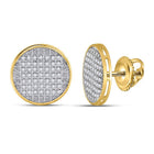10kt Yellow Gold Men's Round Diamond Disk Circle Earrings - Sparkling Brilliance - Splendid Jewellery