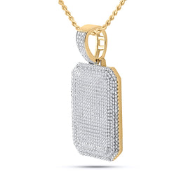 10kt Yellow Gold Men's Round Diamond Dog Tag Charm Pendant 1-3/4 Cttw | Splendid Jewellery Side view from the 10Kt Yellow Gold Mens Round Diamond Dog Tag Charm Pendant 1 3 4 Cttwpin228583 collection by Splendid Jewellery