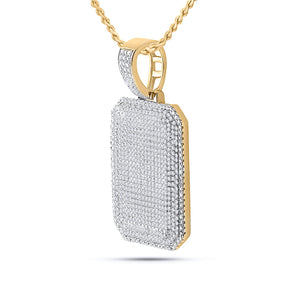 10kt Yellow Gold Men's Round Diamond Dog Tag Charm Pendant 1 - 3/4 Cttw | Splendid Jewellery - Splendid Jewellery